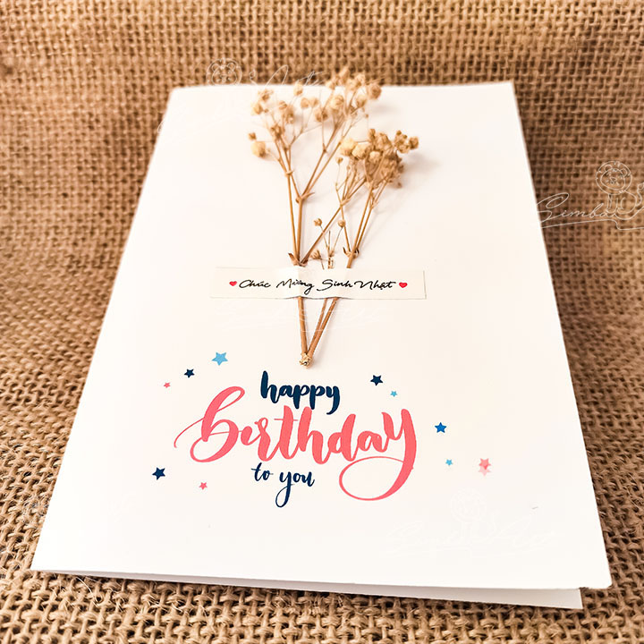 Thiệp giấy mừng sinh nhật Birthday Card Cao Cấp Nhập Từ Đài Loan BK2514 Chữ  Nhũ